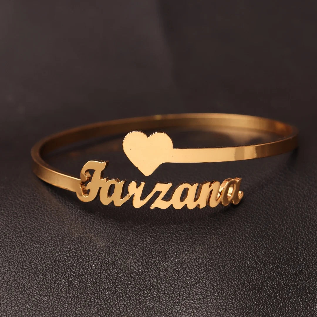 Custom Name Bangle for Women Stainles Steel Open Bracelets Girl