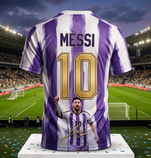 2026 Argentina No.10 Soccer Jersey | Blue White Striped 3D Print