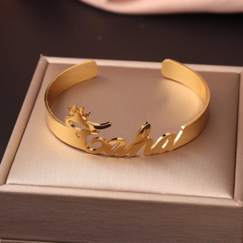 Custom Name Bangle for Women Stainles Steel Open Bracelets Girl