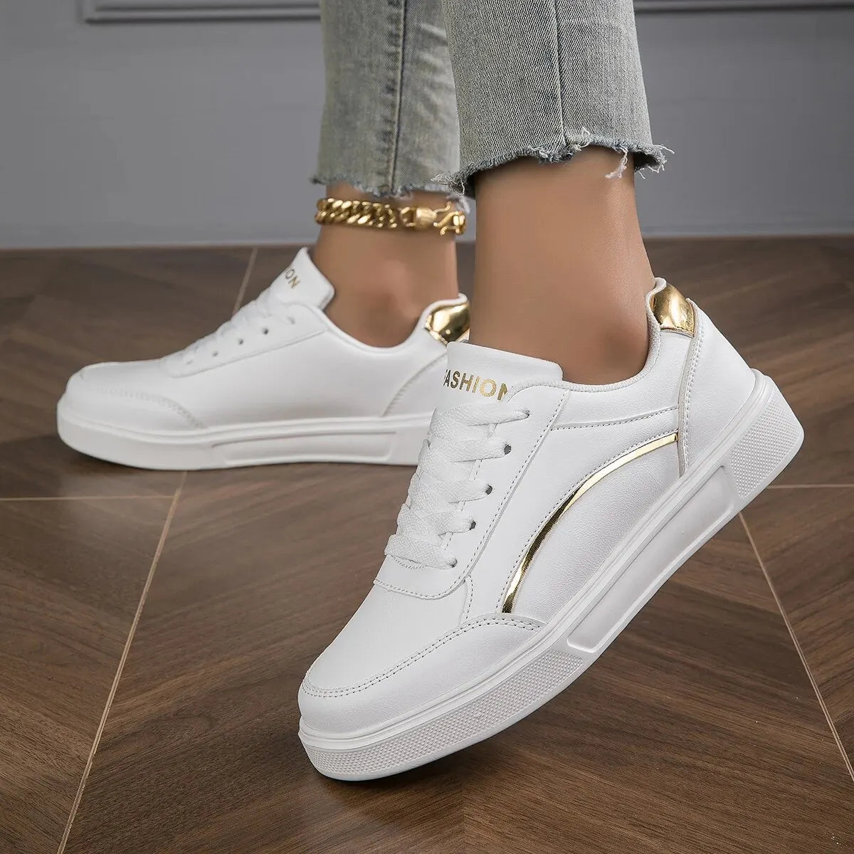 Baasploa Women Casual Sneakers Leather Platform Sneakers for Women