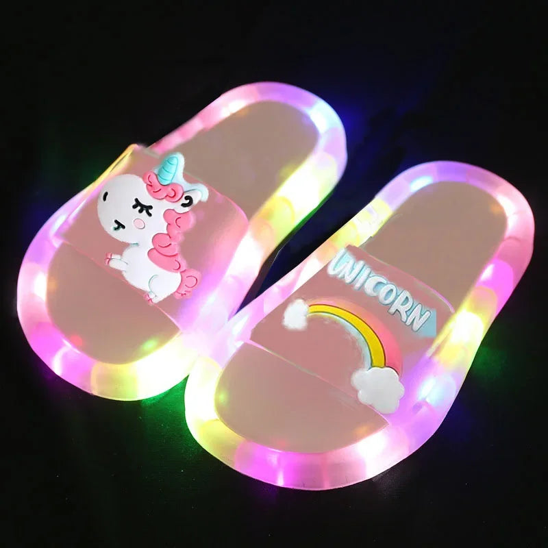 Children‘s Boys Girls Slippers Cartoon Unicorn Animals Prints Shoes