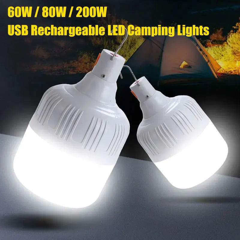 Portable LED Camping Lantern Rechargeable 60W/80W/200W Lamp Bulb High
