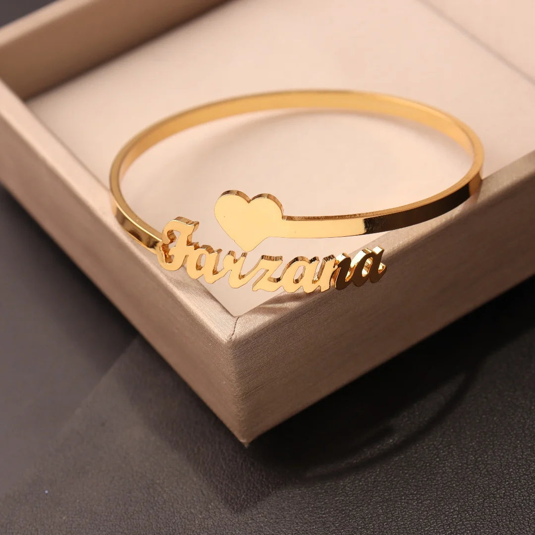 Custom Name Bangle for Women Stainles Steel Open Bracelets Girl