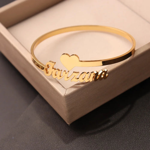 Custom Name Bangle for Women Stainles Steel Open Bracelets Girl