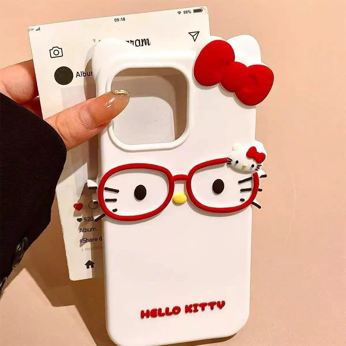 Hello Kitty 3D Glasses Cat Silicone Phone Case for IPhone 17 Pro Max