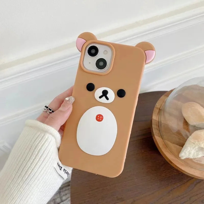 Fashion Cute 3d Cartoon Rilakkuma Bear Soft Silicone Phone Case Back