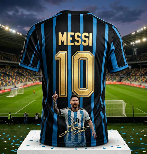 2026 Argentina No.10 Soccer Jersey | Blue White Striped 3D Print