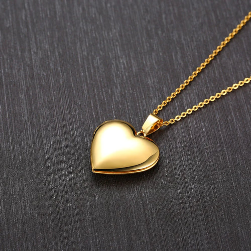 Vnox Customize Picture Name Women Necklaces Heart Locket Pendant