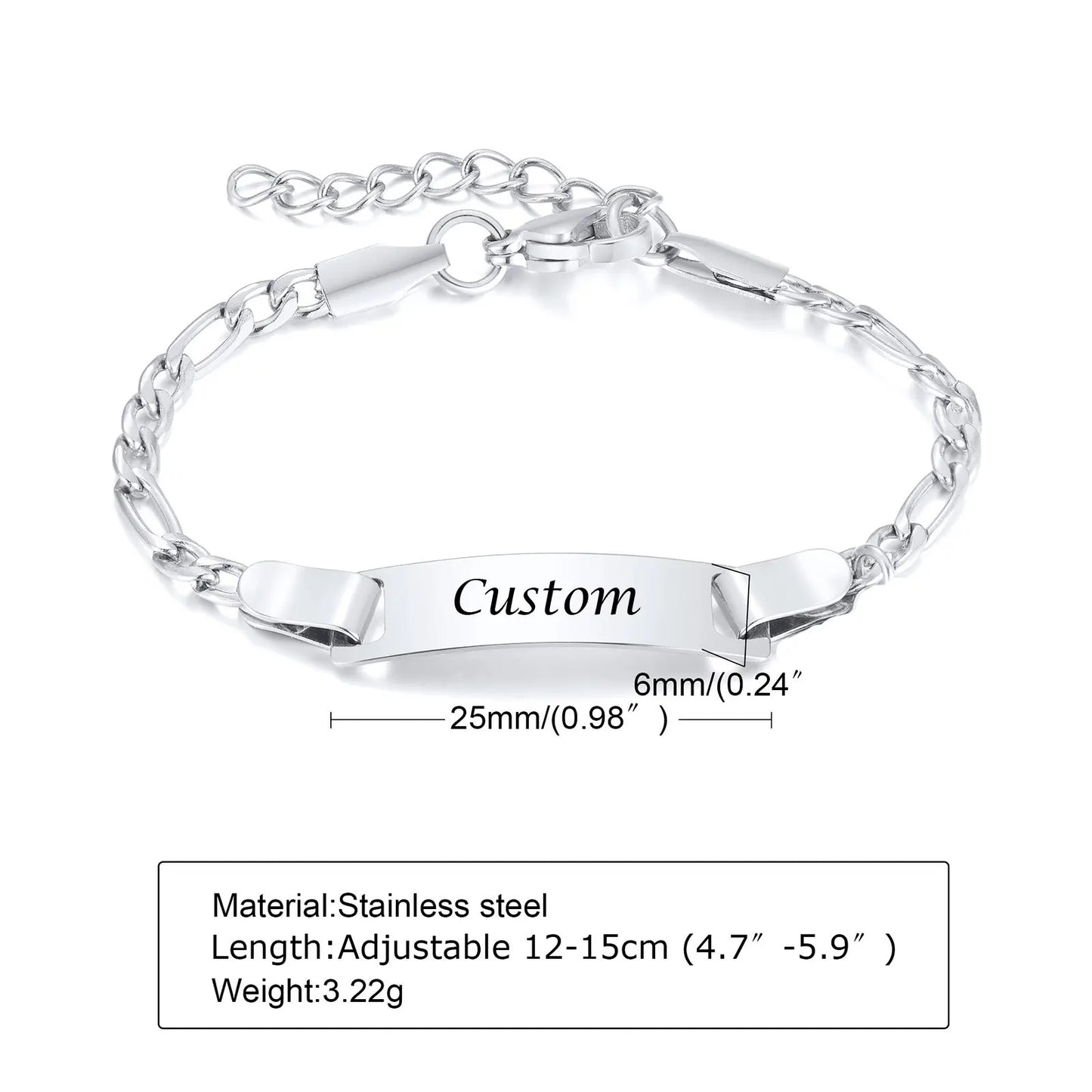 Personalize Baby Name Bracelets Non Allergy Stainless Steel Infant