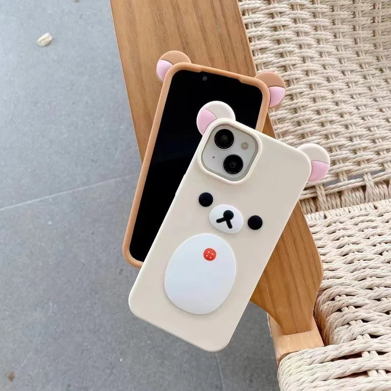 Fashion Cute 3d Cartoon Rilakkuma Bear Soft Silicone Phone Case Back