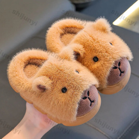 Capybara Children Slippers Cute Fluffy Winter 2025 Indoor Home Cotton