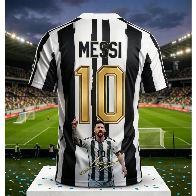 2026 Argentina No.10 Soccer Jersey | Blue White Striped 3D Print