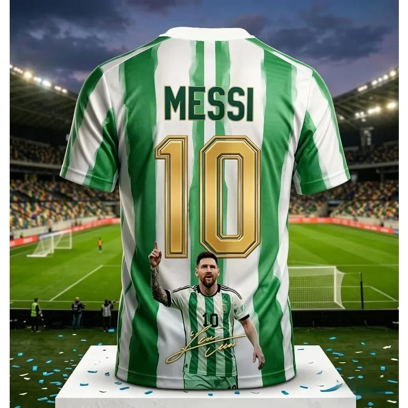 2026 Argentina No.10 Soccer Jersey | Blue White Striped 3D Print