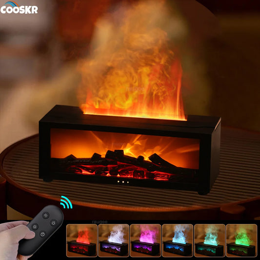 Flame Aroma Diffuser & Humidifier – LED Light, Remote Control