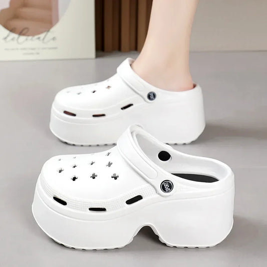 Women's 9CM Thick Sandals Shoes Summer Slippers High Heel Soft Sole