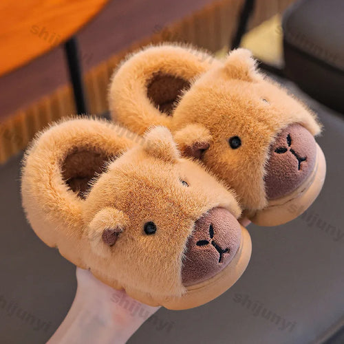 Capybara Children Slippers Cute Fluffy Winter 2025 Indoor Home Cotton