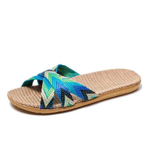 Indoor Slippers Women Home Shoes Lightweight Linen Couple Slippers