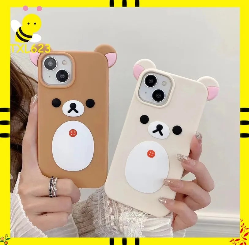Fashion Cute 3d Cartoon Rilakkuma Bear Soft Silicone Phone Case Back