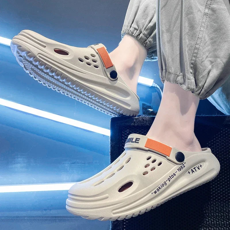 Big Size46 47 Beach Shoes Slippers Men Clogs Soft Sole Breathable