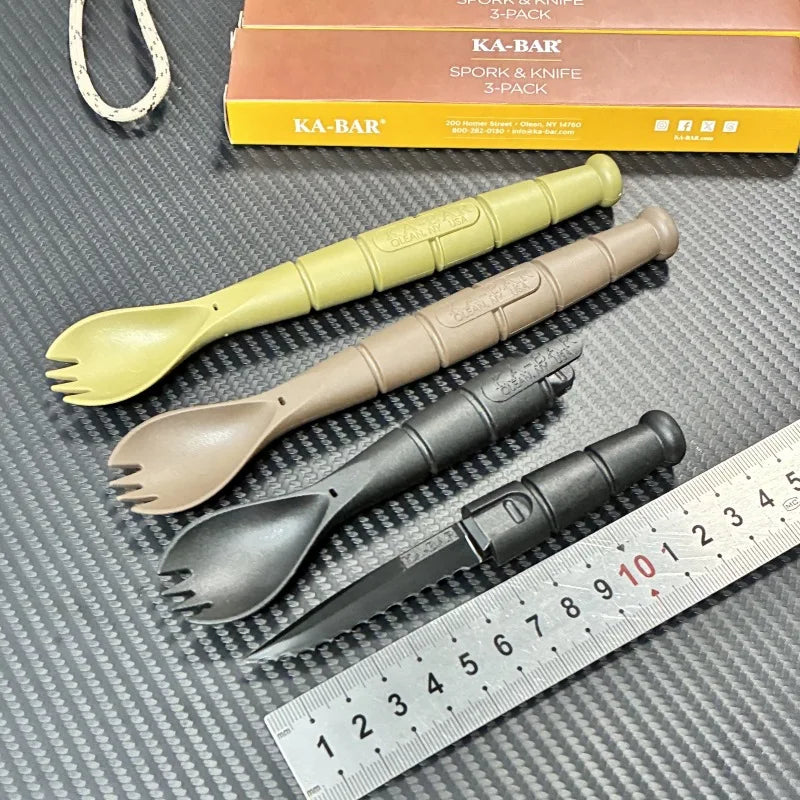 Tactical Mini Cutlery Set EDC Outdoor Multi-Function Tool Fork Spoon