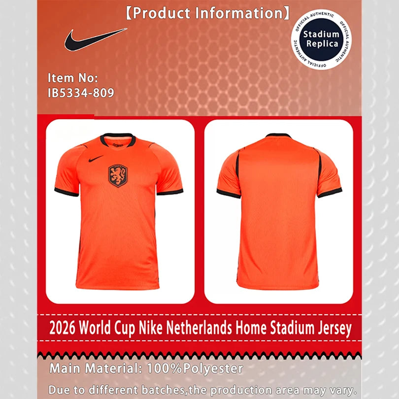 Nike Dri-FIT Unisex 2026 World Cup Netherlands Home Fan Version