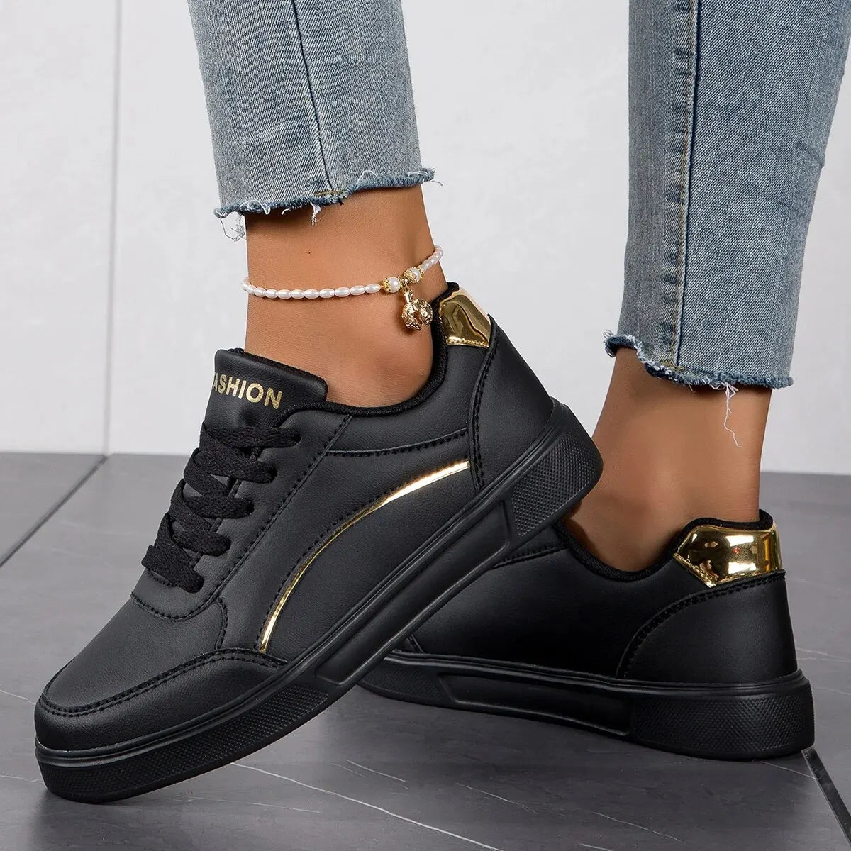 Baasploa Women Casual Sneakers Leather Platform Sneakers for Women