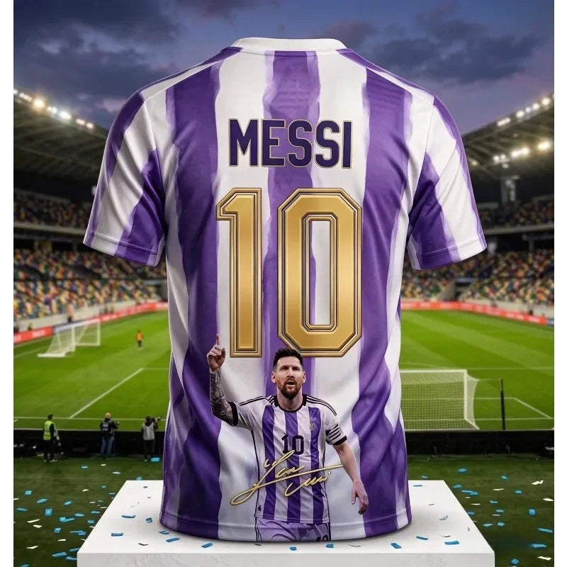 2026 Argentina No.10 Soccer Jersey | Blue White Striped 3D Print
