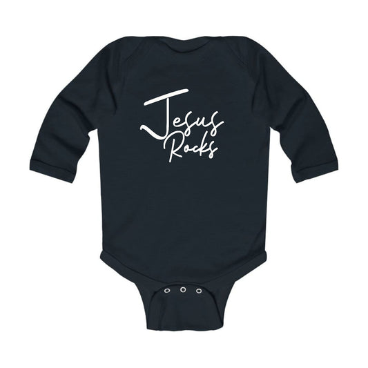 Infant Long Sleeve Graphic T-shirt - Jesus Rocks Print